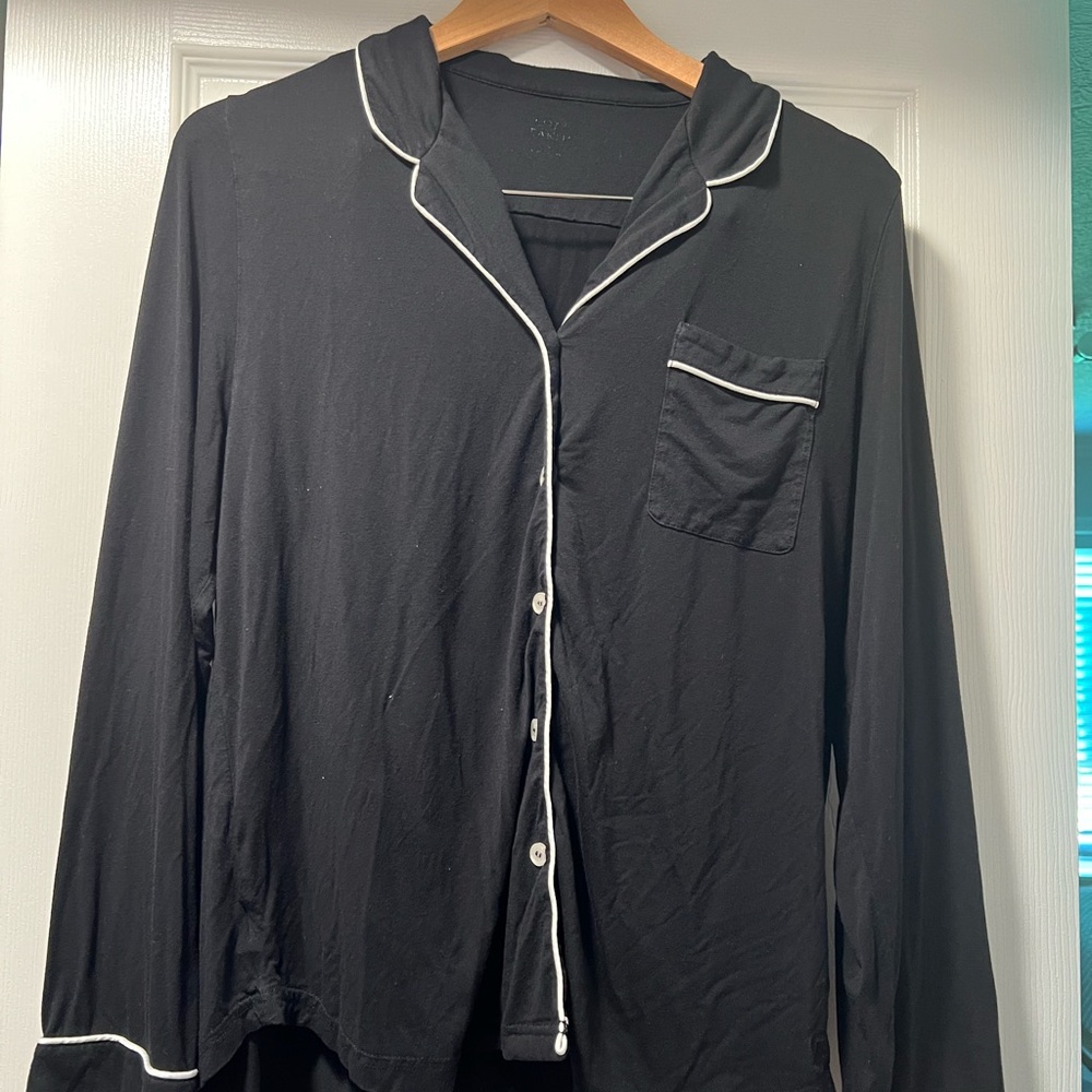 Cozy earth bamboo knit pajama top long sleeve Small black